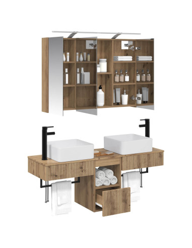 Set di Armadi da Bagno 4 pcs Rovere Artigianale