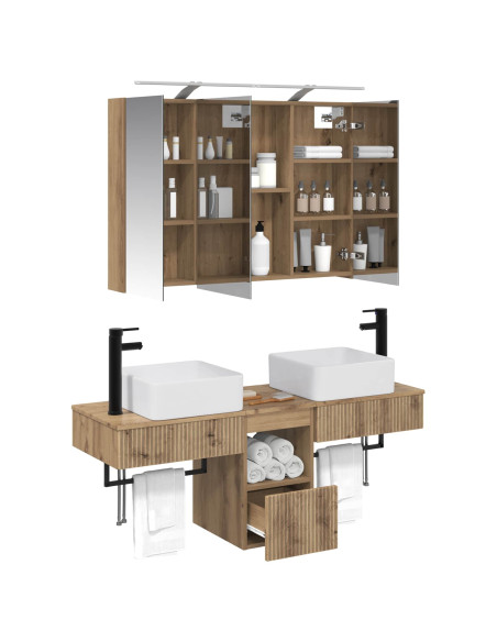 Set di Armadi da Bagno 4 pcs Rovere Artigianale