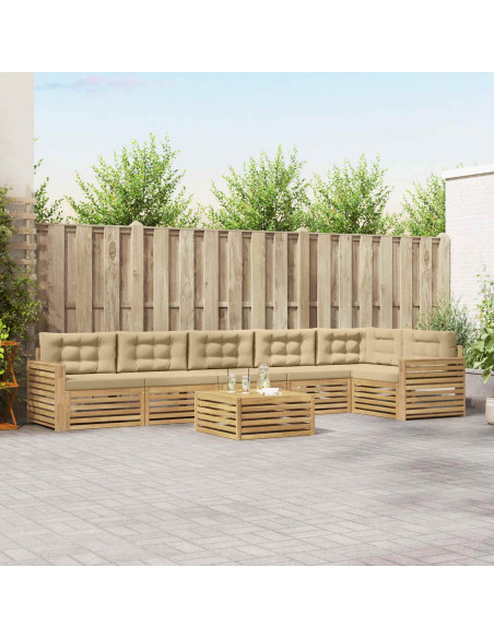 Set di divani da esterno 7 pcs Bianco e Beige 79 x 79 x 37 cm