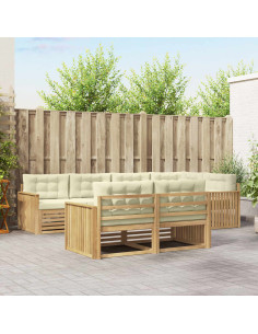 Set di divani da esterno 7 pcs Bianco e Crema