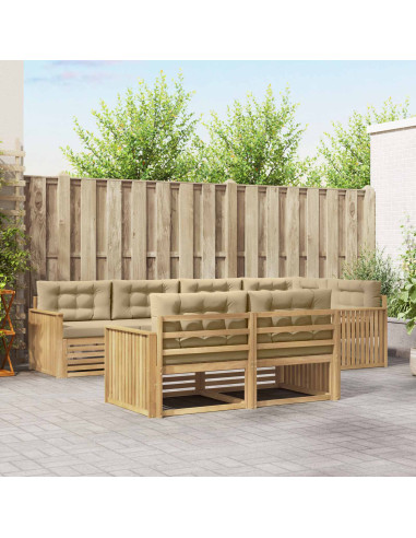 Set di divani da esterno 7 pcs Bianco e Beige