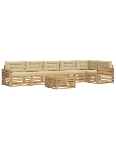 Set di divani da esterno 7 pcs Bianco e Beige 79 x 79 x 37 cm 2