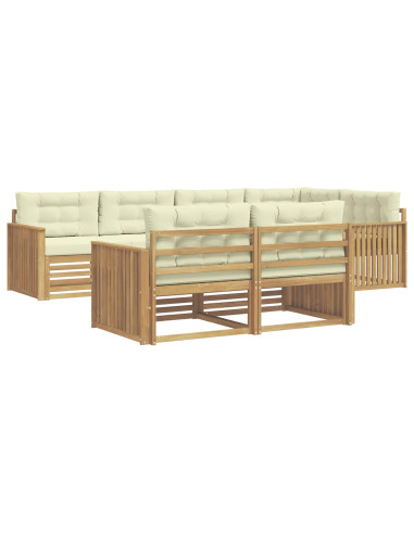 Set di divani da esterno 7 pcs Bianco e Crema