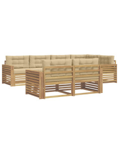 Set di divani da esterno 7 pcs Bianco e Beige 2