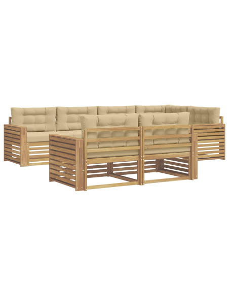 Set di divani da esterno 7 pcs Bianco e Beige