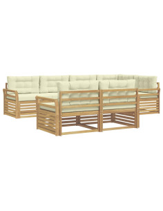 Set di divani da esterno 7 pcs Bianco e Crema 2