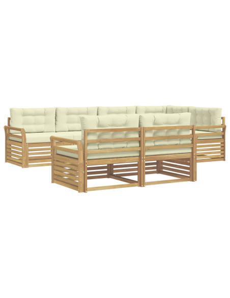 Set di divani da esterno 7 pcs Bianco e Crema