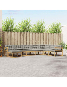 Set di divani da esterno 8 pcs Bianco e Grigio Chiaro