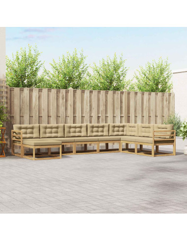 Set di divani da esterno 8 pcs Bianco e Beige