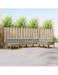 Set di divani da esterno 8 pcs Bianco e Grigio Chiaro