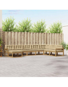 Set di divani da esterno 8 pcs Bianco e Beige
