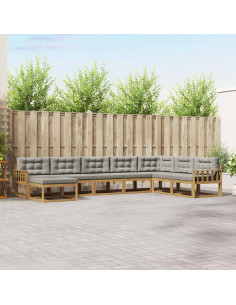 Set di divani da esterno 8 pcs Bianco e Grigio Chiaro