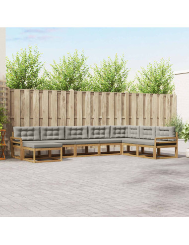 Set di divani da esterno 8 pcs Bianco e Grigio Chiaro