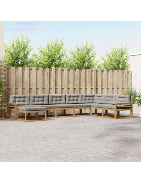 Set di divani da esterno 8 pcs Bianco e Grigio Chiaro