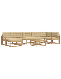 Set di divani da esterno 8 pcs Bianco e Beige 2