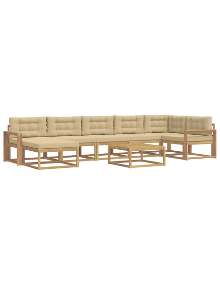 Set di divani da esterno 8 pcs Bianco e Beige