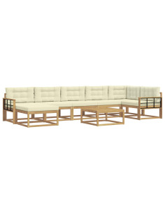 Set di divani da esterno 8 pcs Bianco e Crema 2