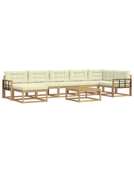 Set di divani da esterno 8 pcs Bianco e Crema