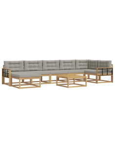 Set di divani da esterno 8 pcs Bianco e Grigio Chiaro 2