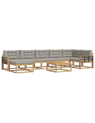 Set di divani da esterno 8 pcs Bianco e Grigio Chiaro