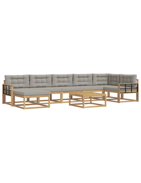 Set di divani da esterno 8 pcs Bianco e Grigio Chiaro