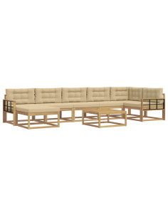 Set di divani da esterno 8 pcs Bianco e Beige 2