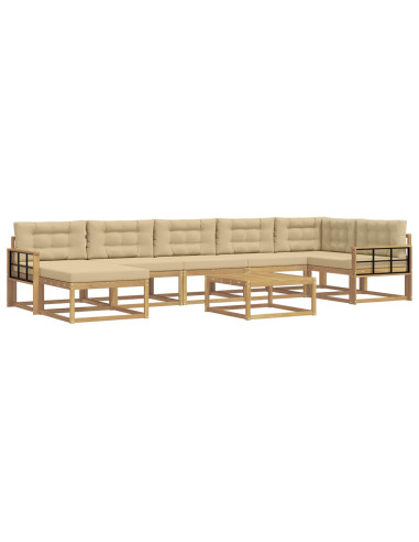 Set di divani da esterno 8 pcs Bianco e Beige