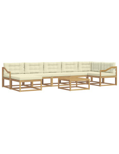 Set di divani da esterno 8 pcs Bianco e Crema 2