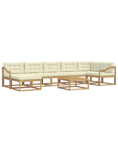 Set di divani da esterno 8 pcs Bianco e Crema