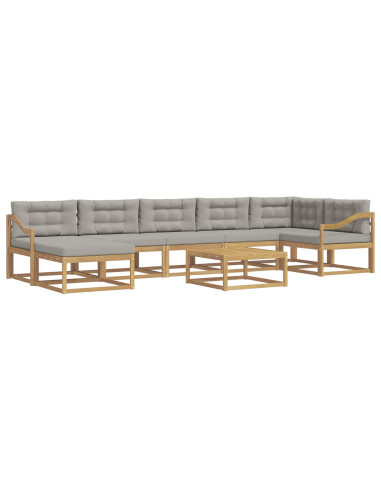 Set di divani da esterno 8 pcs Bianco e Grigio Chiaro