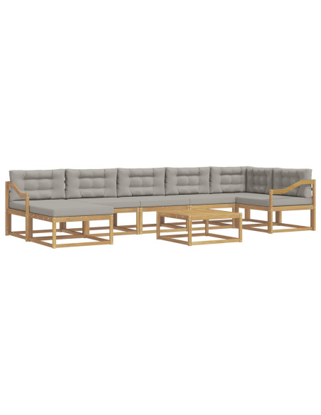 Set di divani da esterno 8 pcs Bianco e Grigio Chiaro