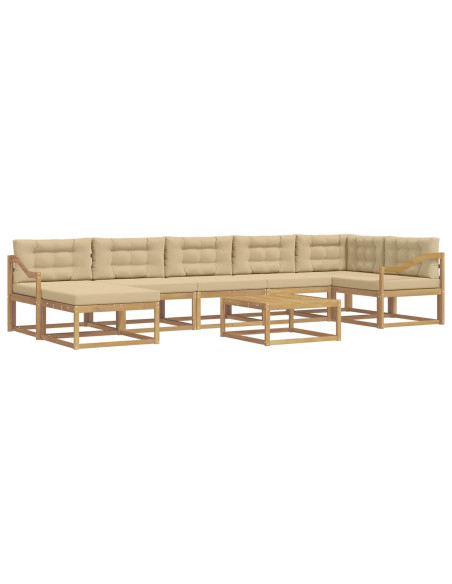 Set di divani da esterno 8 pcs Bianco e Beige