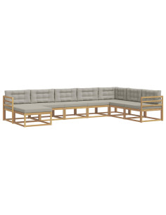 Set di divani da esterno 8 pcs Bianco e Grigio Chiaro 2
