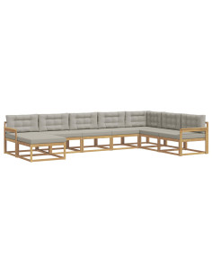 Set di divani da esterno 8 pcs Bianco e Grigio Chiaro 2