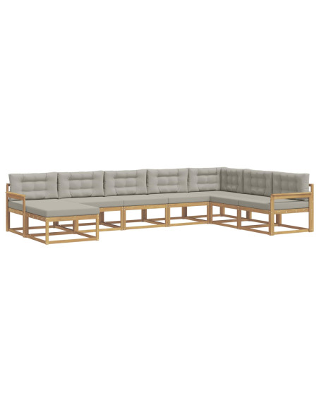 Set di divani da esterno 8 pcs Bianco e Grigio Chiaro