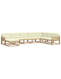Set di divani da esterno 8 pcs Bianco e Crema 2