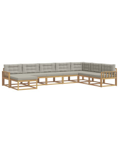 Set di divani da esterno 8 pcs Bianco e Grigio Chiaro 2