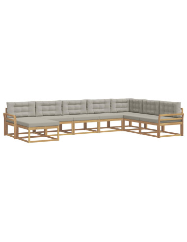 Set di divani da esterno 8 pcs Bianco e Grigio Chiaro