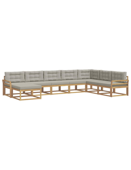 Set di divani da esterno 8 pcs Bianco e Grigio Chiaro