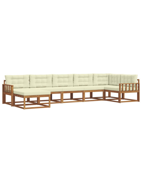 Set di divani da esterno con cuscino 7 pcs Naturale e Crema