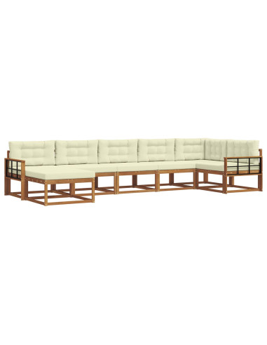 Set di divani da esterno con cuscino 7 pcs Naturale e Crema