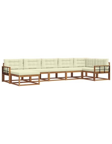 Set di divani da esterno con cuscino 7 pcs Naturale e Crema