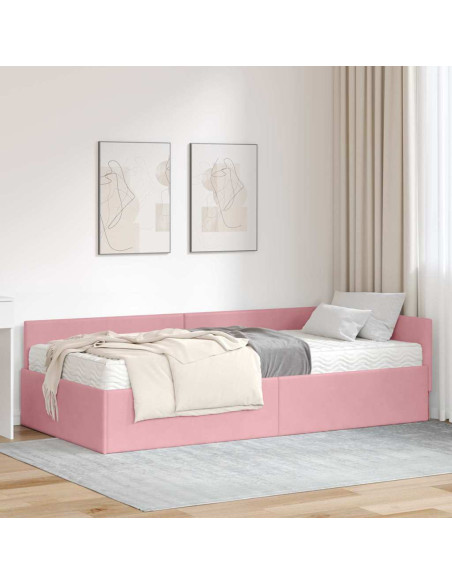 Struttura Letto Angolare con Materasso 2 pcs Grigio Velluto