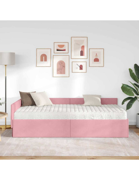 Struttura Letto Angolare con Materasso 2 pcs Grigio Velluto