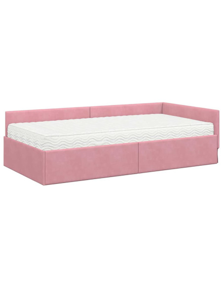 Struttura Letto Angolare con Materasso 2 pcs Grigio Velluto