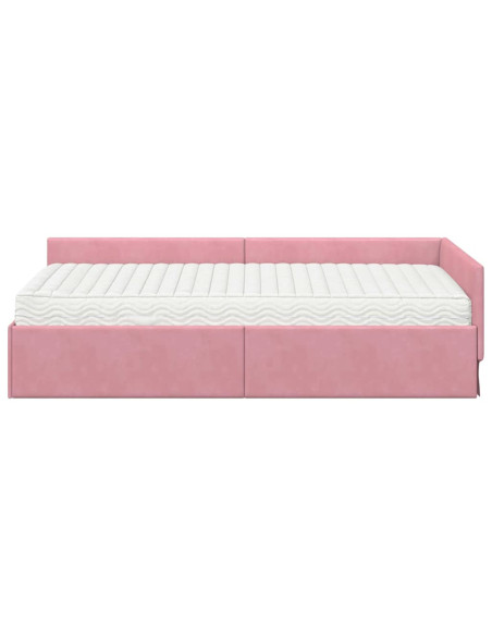 Struttura Letto Angolare con Materasso 2 pcs Grigio Velluto