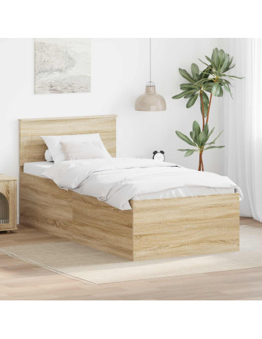 Struttura del letto Rovere Sonoma 90 x 200 cm Legno multistrato