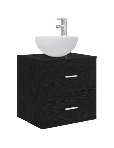 Mobile Lavabo da Parete Rovere Nero 49,5 x 41 x 64,5 cm