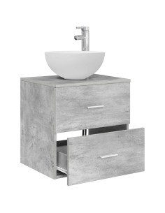 Mobiletto con Lavabo a Parete Grigio Cemento 49,5 x 35 x 63 cm 2