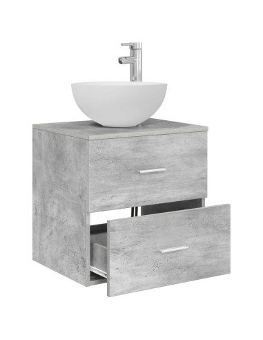 Mobiletto con Lavabo a Parete Grigio Cemento 49,5 x 35 x 63 cm